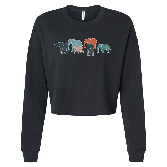 Herd Of Elephants For Africa And Elephant Lovers Cropped Pullover Crew