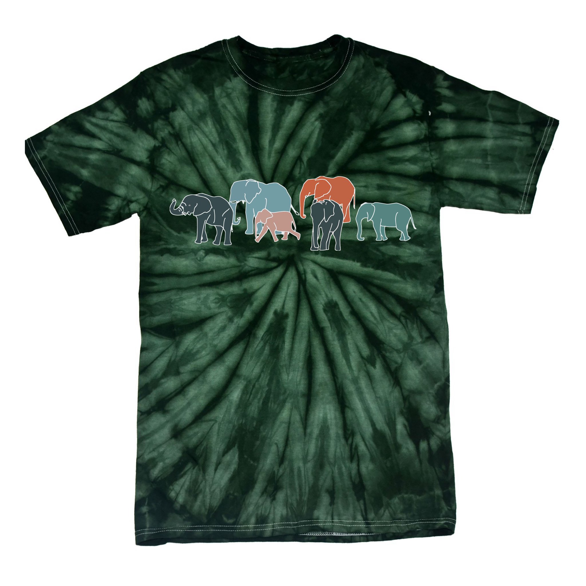 Herd Of Elephants For Africa And Elephant Lovers Tie-Dye T-Shirt