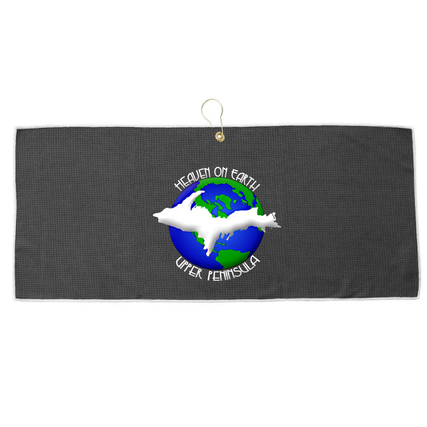 Heaven On Earth Upper Peninsula Michigan Yoopers 906 Cute Gift Large Microfiber Waffle Golf Towel