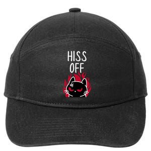 Hiss Off Funny Angry Black Cat Meow Cat 7-Panel Snapback Hat