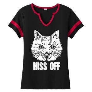 Hiss Off Funny Cat Lover Gift Ladies Halftime Notch Neck Tee