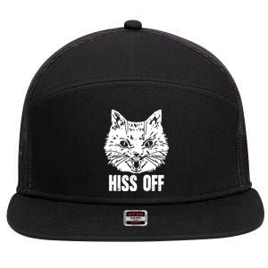 Hiss Off Funny Cat Lover Gift 7 Panel Mesh Trucker Snapback Hat