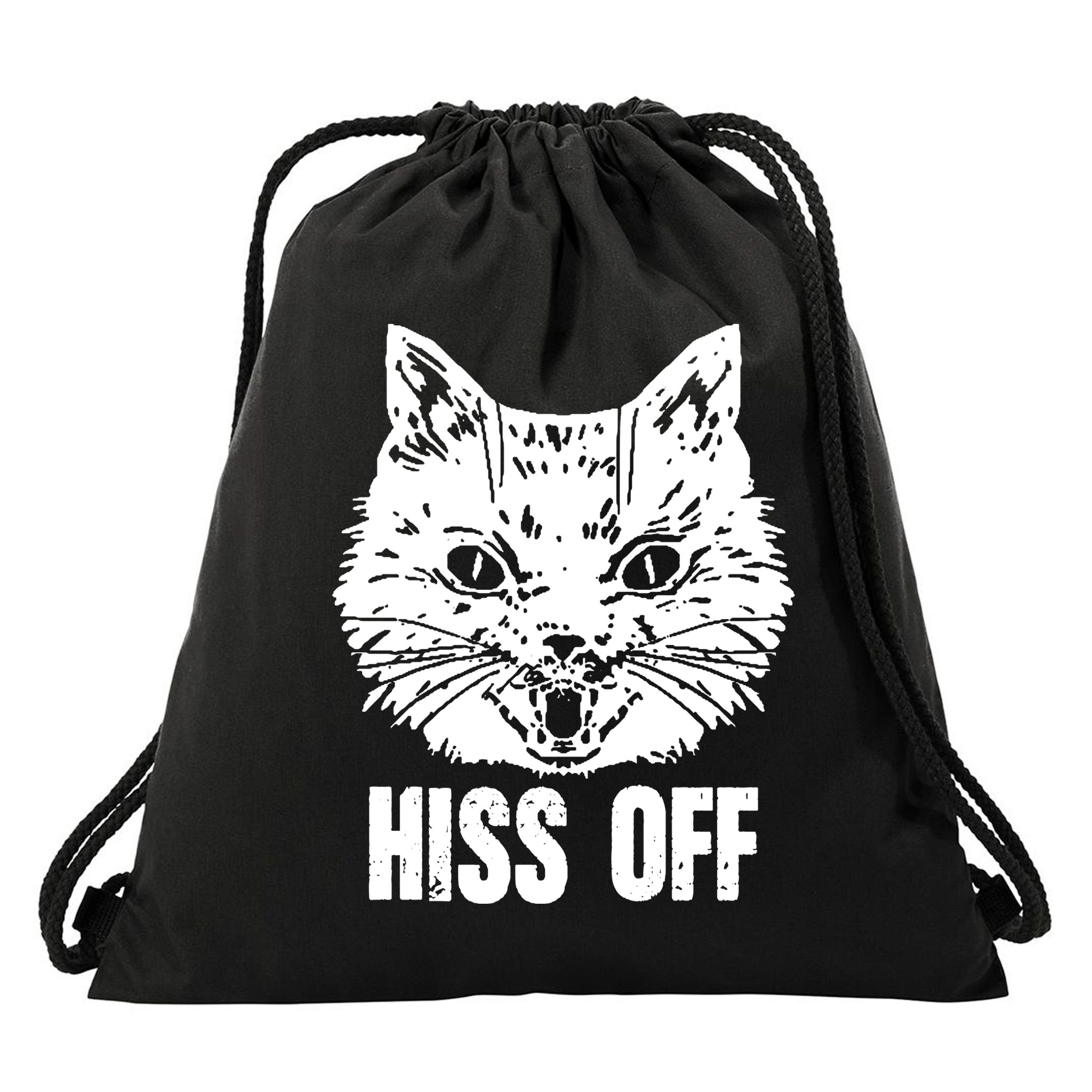 Hiss Off Funny Cat Lover Gift Drawstring Bag