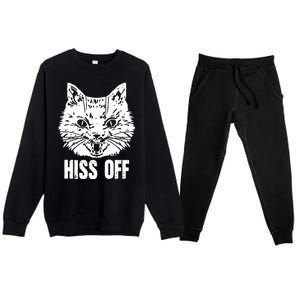 Hiss Off Funny Cat Lover Gift Premium Crewneck Sweatsuit Set