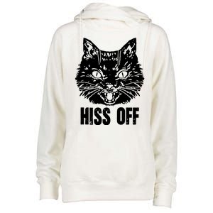 Hiss Off Funny Cat Lover Gift Womens Funnel Neck Pullover Hood