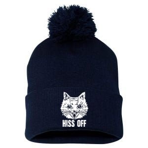 Hiss Off Funny Cat Lover Gift Pom Pom 12in Knit Beanie