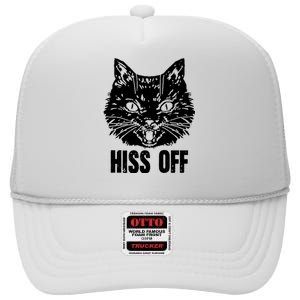 Hiss Off Funny Cat Lover Gift High Crown Mesh Back Trucker Hat