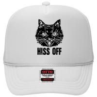 Hiss Off Funny Cat Lover Gift High Crown Mesh Back Trucker Hat