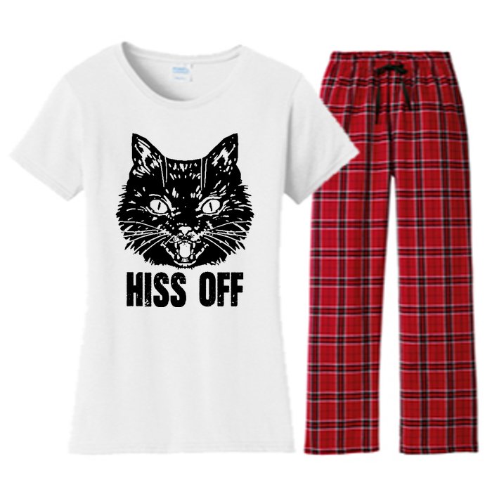 Hiss Off Funny Cat Lover Gift Women's Flannel Pajama Set