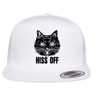 Hiss Off Funny Cat Lover Gift Flat Bill Trucker Hat