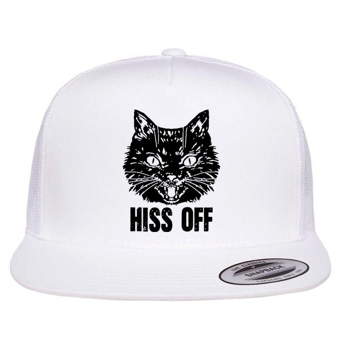 Hiss Off Funny Cat Lover Gift Flat Bill Trucker Hat