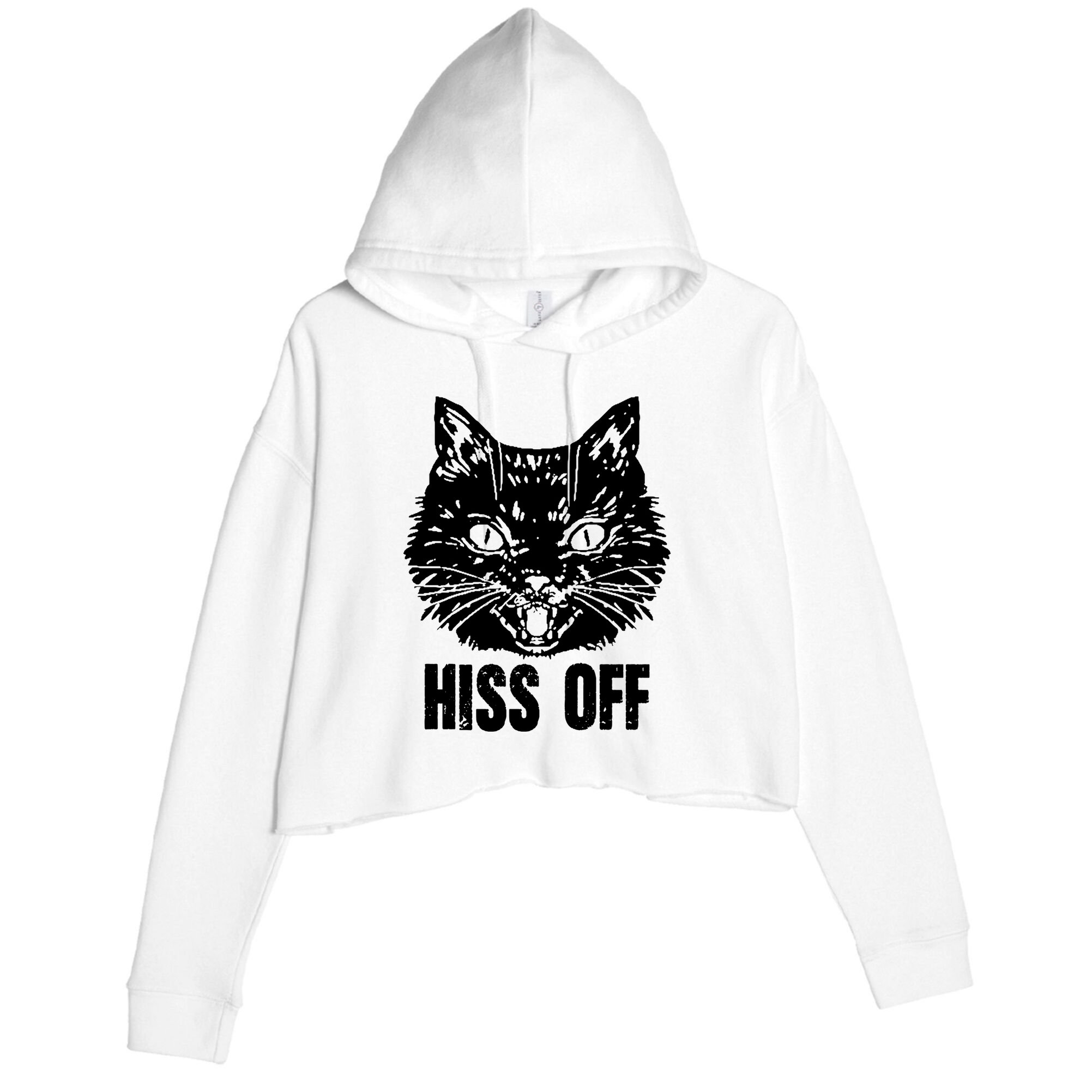 Hiss Off Funny Cat Lover Gift Crop Fleece Hoodie