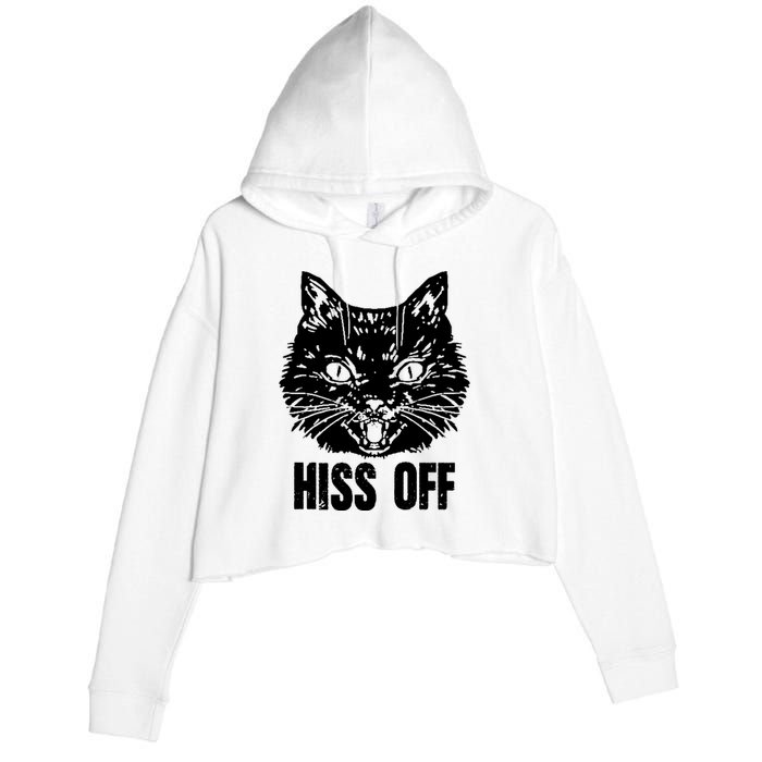 Hiss Off Funny Cat Lover Gift Crop Fleece Hoodie