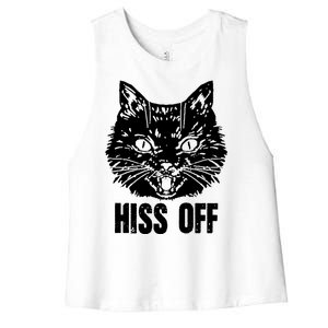 Hiss Off Funny Cat Lover Gift Women's Racerback Cropped Tank