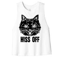 Hiss Off Funny Cat Lover Gift Women's Racerback Cropped Tank