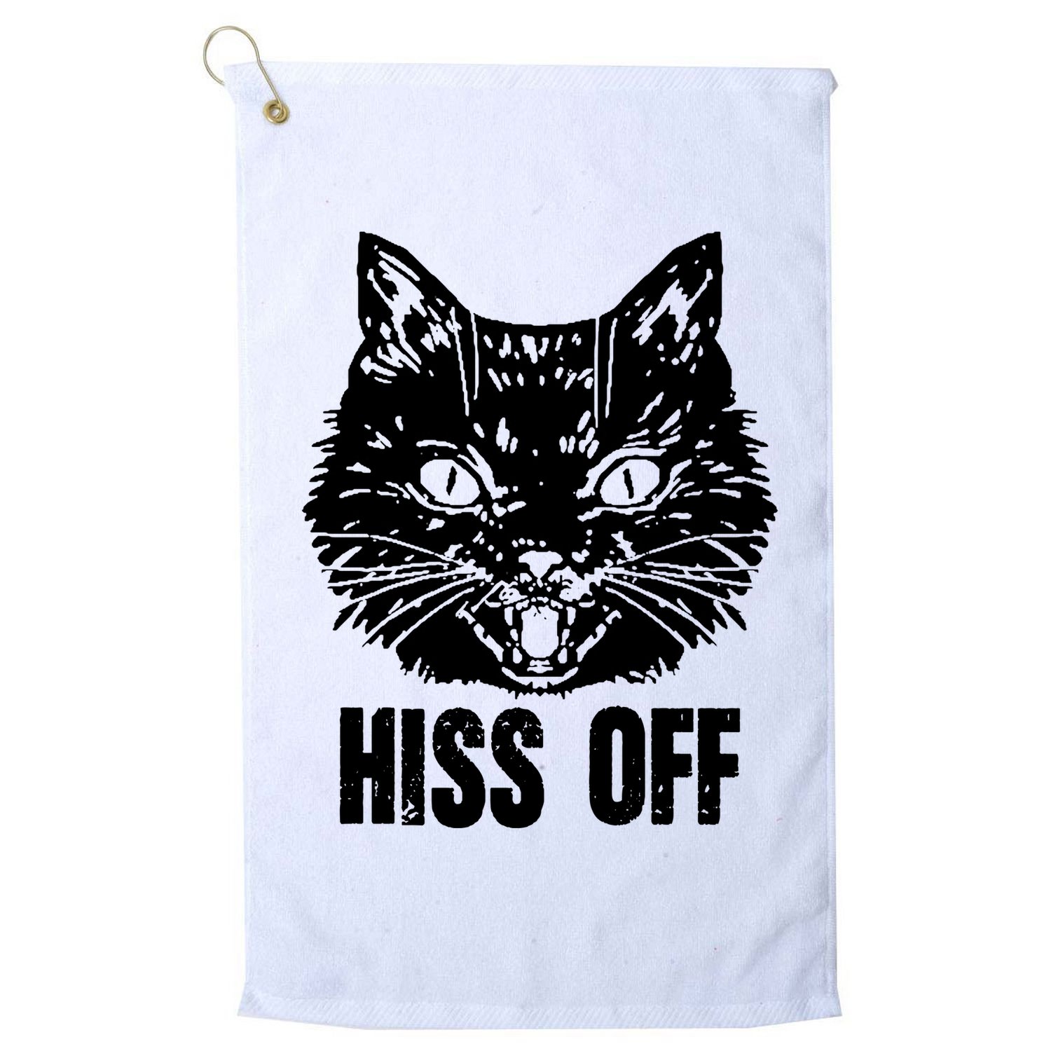 Hiss Off Funny Cat Lover Gift Golf Towel