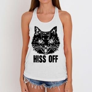 Hiss Off Funny Cat Lover Gift Women's Knotted Racerback Tank