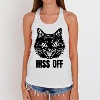 Hiss Off Funny Cat Lover Gift Women's Knotted Racerback Tank