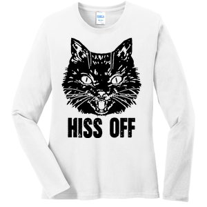 Hiss Off Funny Cat Lover Gift Ladies Long Sleeve Shirt