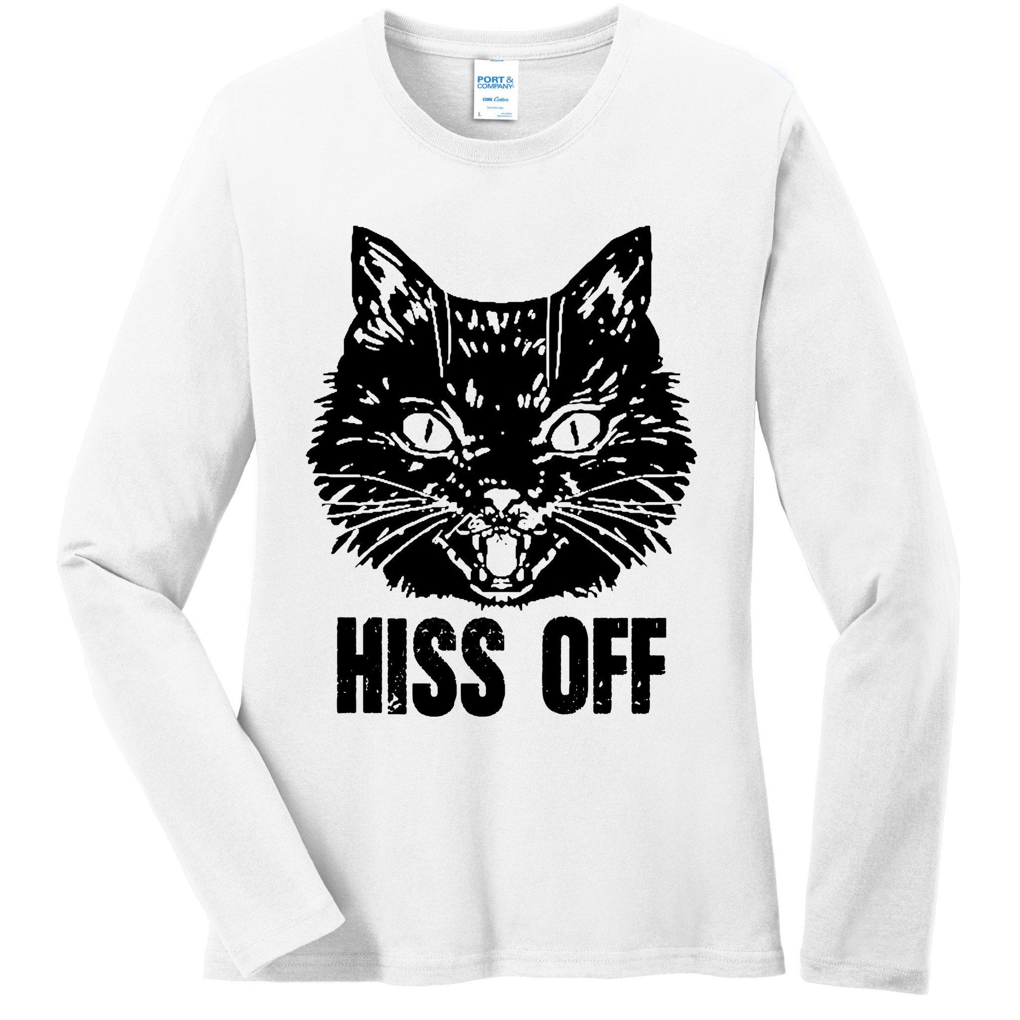 Hiss Off Funny Cat Lover Gift Ladies Long Sleeve Shirt