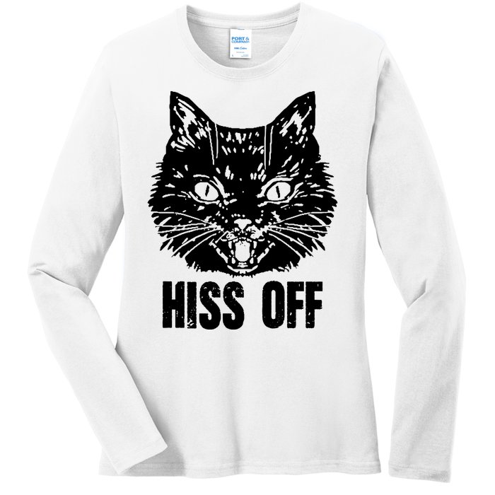 Hiss Off Funny Cat Lover Gift Ladies Long Sleeve Shirt