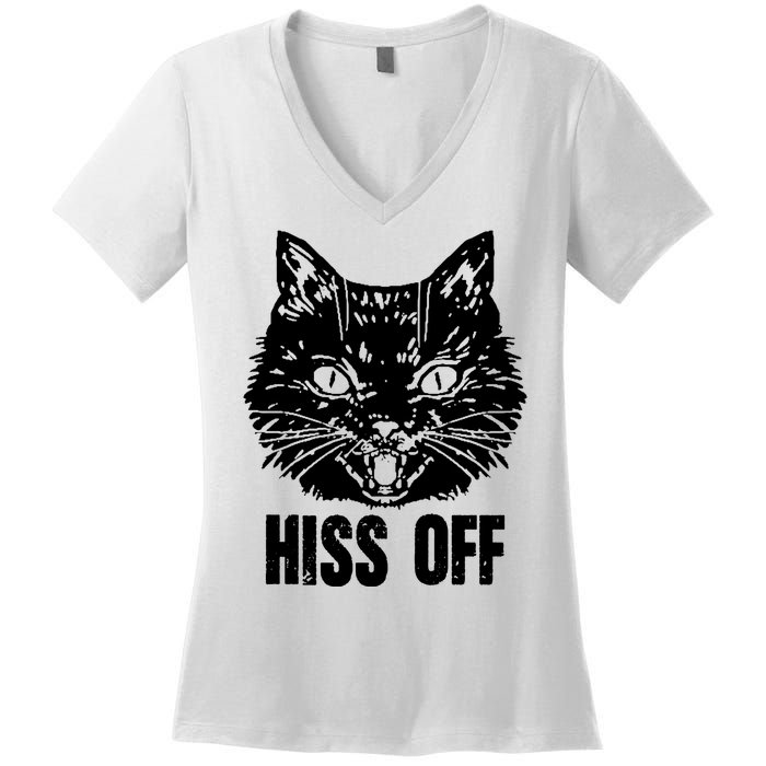 Hiss Off Funny Cat Lover Gift Women's V-Neck T-Shirt