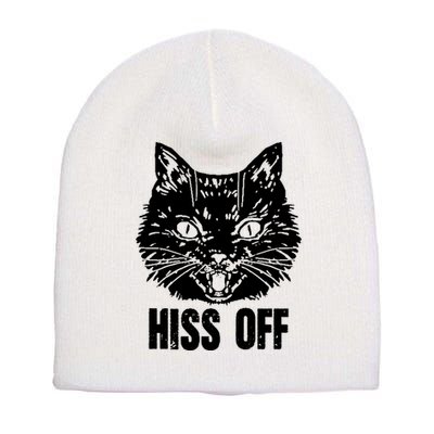 Hiss Off Funny Cat Lover Gift Short Acrylic Beanie