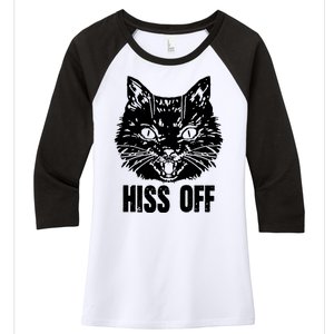 Hiss Off Funny Cat Lover Gift Women's Tri-Blend 3/4-Sleeve Raglan Shirt