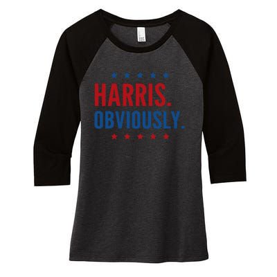 Harris Obviously For 2024 Women's Tri-Blend 3/4-Sleeve Raglan Shirt