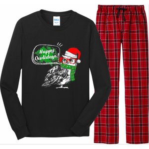 Happy Owlidays Funny Christmas Holidays Owl Lover Long Sleeve Pajama Set