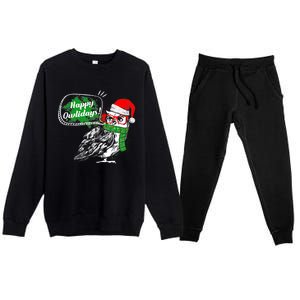 Happy Owlidays Funny Christmas Holidays Owl Lover Premium Crewneck Sweatsuit Set