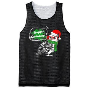 Happy Owlidays Funny Christmas Holidays Owl Lover Mesh Reversible Basketball Jersey Tank