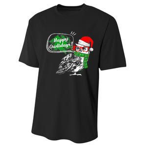 Happy Owlidays Funny Christmas Holidays Owl Lover Performance Sprint T-Shirt