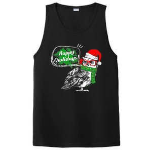 Happy Owlidays Funny Christmas Holidays Owl Lover PosiCharge Competitor Tank