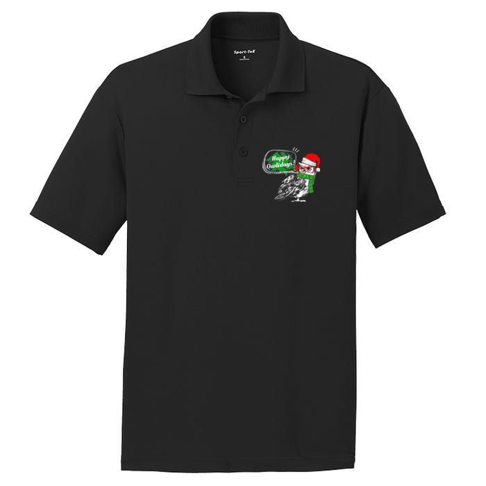 Happy Owlidays Funny Christmas Holidays Owl Lover PosiCharge RacerMesh Polo