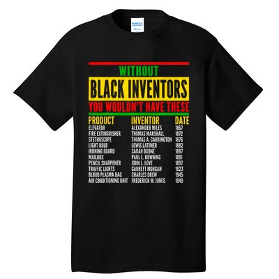 History Of Forgotten Black Inventors Black History Month Tall T-Shirt