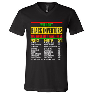 History Of Forgotten Black Inventors Black History Month V-Neck T-Shirt