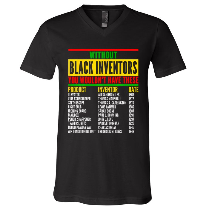 History Of Forgotten Black Inventors Black History Month V-Neck T-Shirt