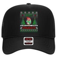 Happy Owlidays Funny Owl Ugly Christmas Gift High Crown Mesh Back Trucker Hat