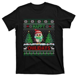 Happy Owlidays Funny Owl Ugly Christmas Gift T-Shirt