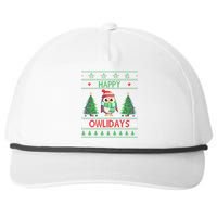 Happy Owlidays Funny Owl Ugly Christmas Gift Snapback Five-Panel Rope Hat