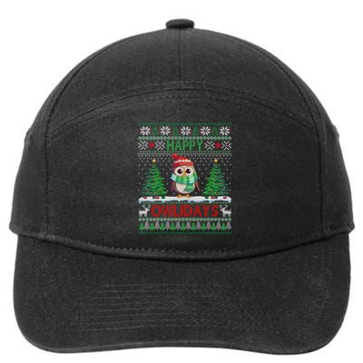 Happy Owlidays Funny Owl Ugly Christmas Gift 7-Panel Snapback Hat