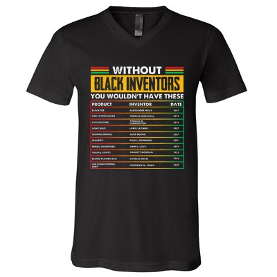 History Of Forgotten Black Inventors Black History Month V-Neck T-Shirt