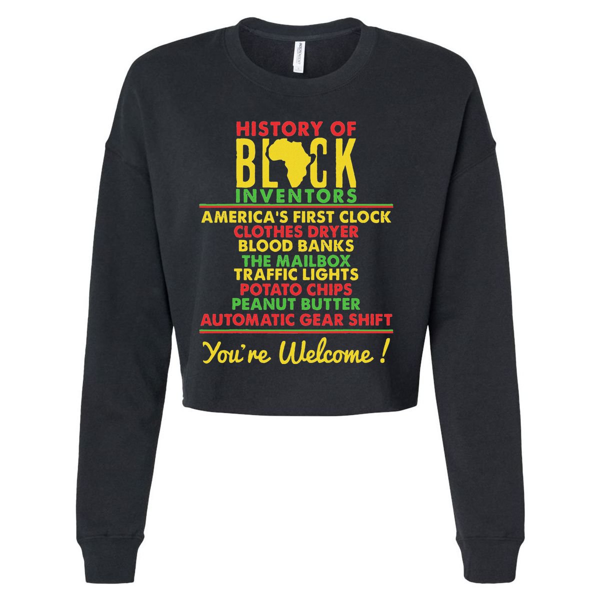 History Of Forgotten Black Inventors Black History Month Cropped Pullover Crew