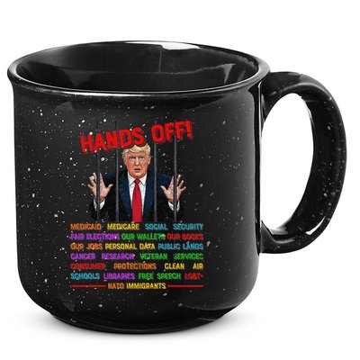 Hands Off Funny Trump In Prison Protest Activism Medicare 15oz Campfire Ceramic Mug