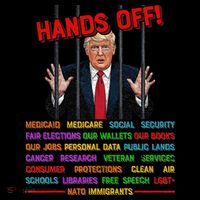 Hands Off Funny Trump In Prison Protest Activism Medicare Drawstring Bag