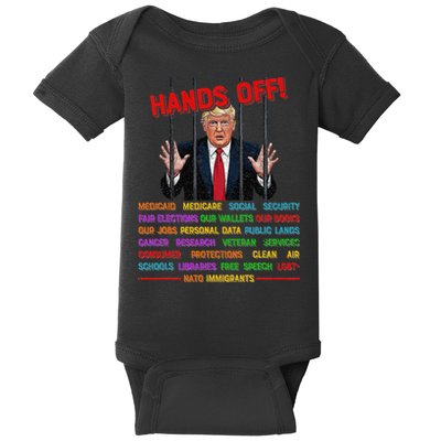 Hands Off Funny Trump In Prison Protest Activism Medicare Baby Bodysuit