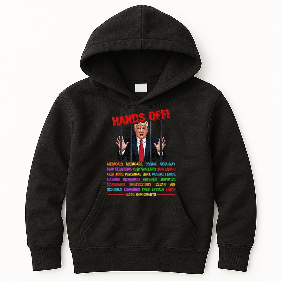 Hands Off Funny Trump In Prison Protest Activism Medicare Kids Hoodie
