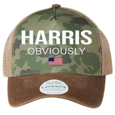 Harris Obviously For President 2024 Kamala American Flag Legacy Tie Dye Trucker Hat