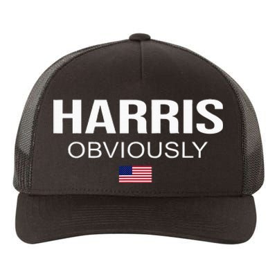 Harris Obviously For President 2024 Kamala American Flag Yupoong Adult 5-Panel Trucker Hat